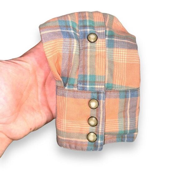 90s Orange Polo Ralph Lauren Western Pearl Snap Shirt Size M - Picture 6 of 8